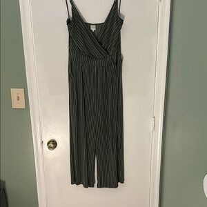 Kaileigh Dark Green Striped Jumpsuit